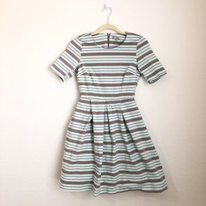 DE Collection Mint Gray Striped A Line Dress